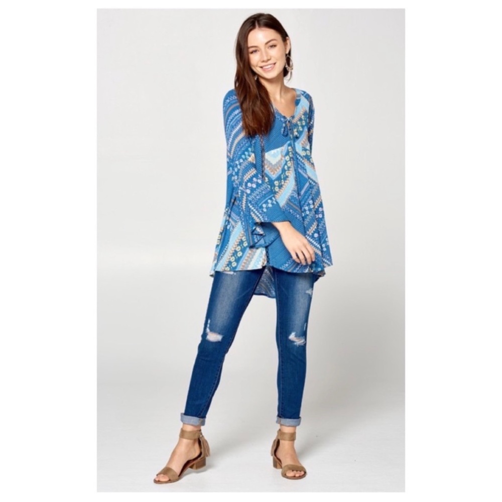 1 LEFT! Floral Printed Bell Sleeve Women's Top - Picture 6 of 7